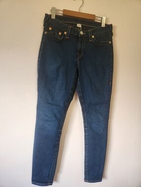 True Religion Curvy Skinny Jeans Dark Wash Horseshoe Super T Size 30 EUC